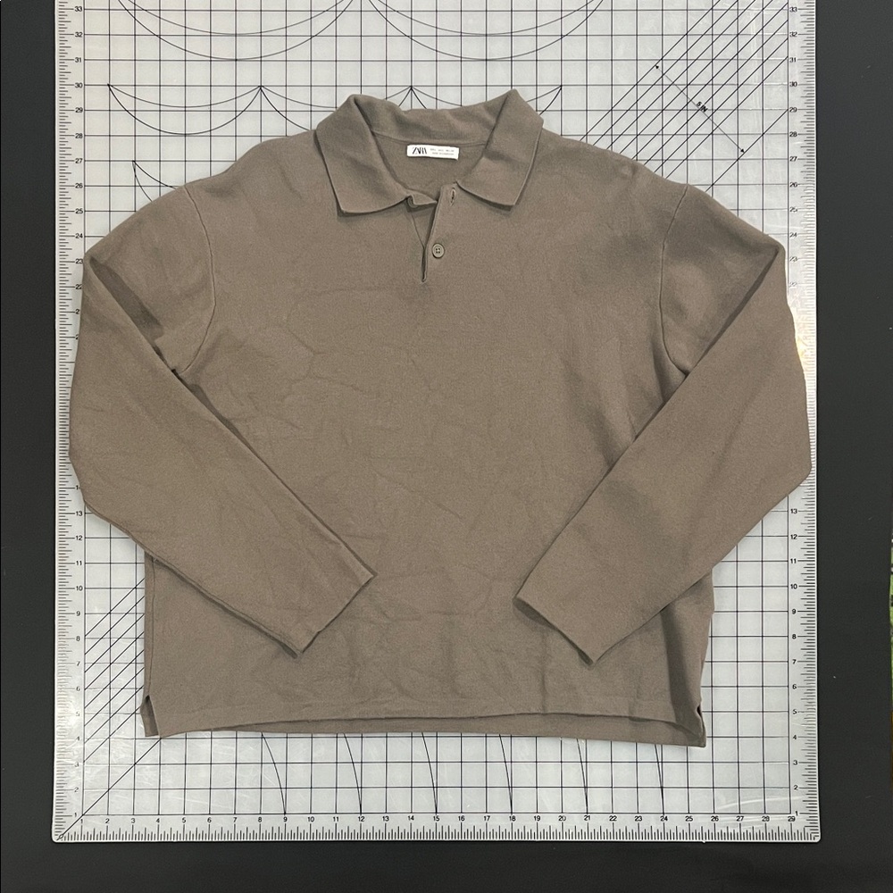 Men's green/brown sweater polo